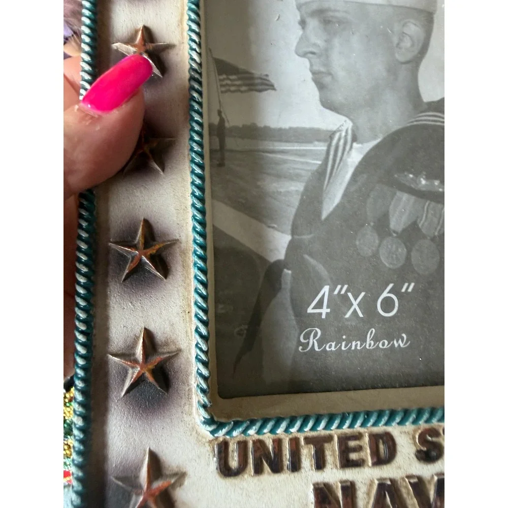 United States Navy 4x6 Picture Frame Patriotic Military Stars Crest‎ Tribute